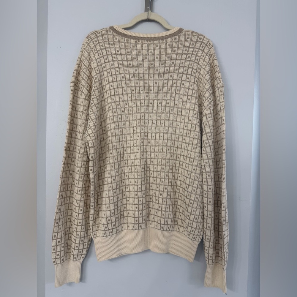 London Fog Tempo Europa Men’s XL Beige Tan and Metallic Gold Vintage Sweater - Picture 5 of 7